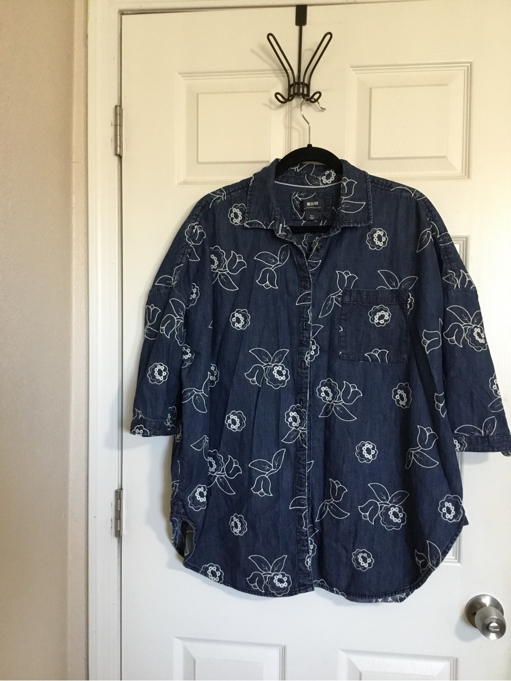 Mauve oversized embroidered shirt M/L